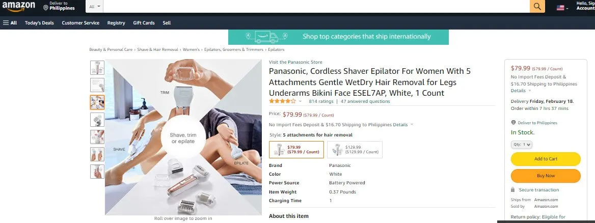 12622026 PANASONIC EPILATOR AN SHAVER SYSTEM