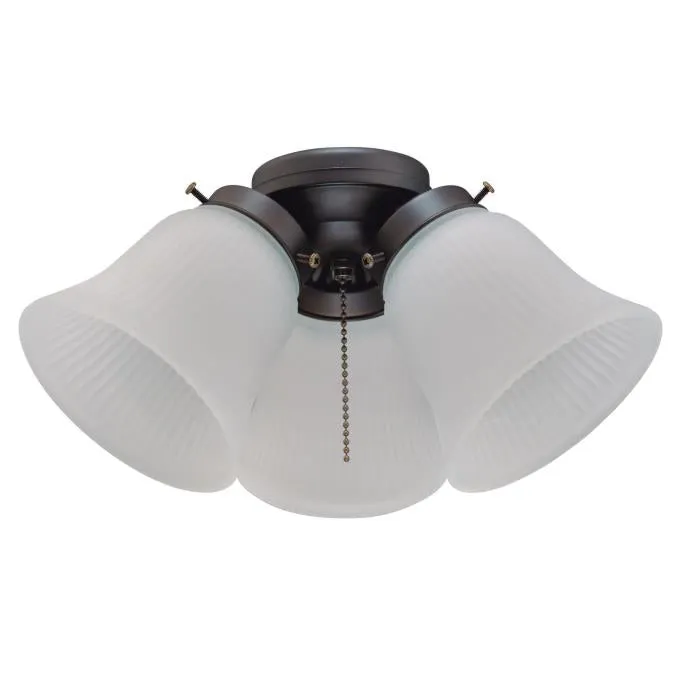 3 Light LED Cluster Light Kit, Oil Rubbed Bronze Finish, Frosted Ribbed Glass