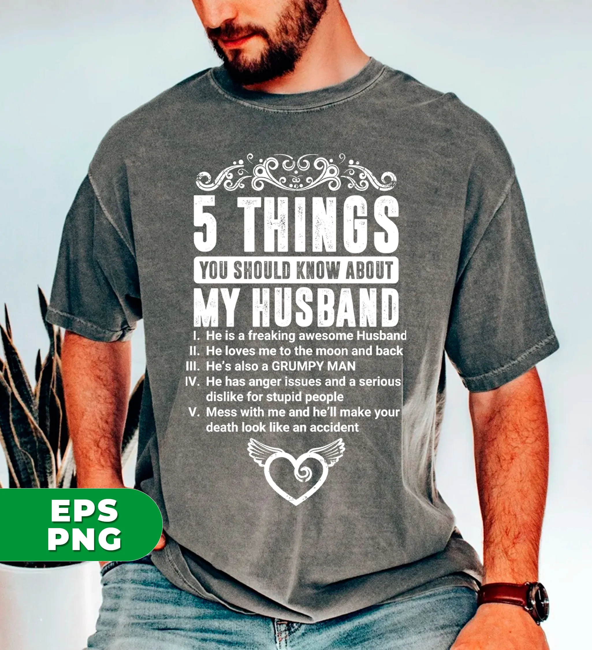 5 Things You Should Know About My Husband, Wife Gift, Digital Files, Png Sublimation