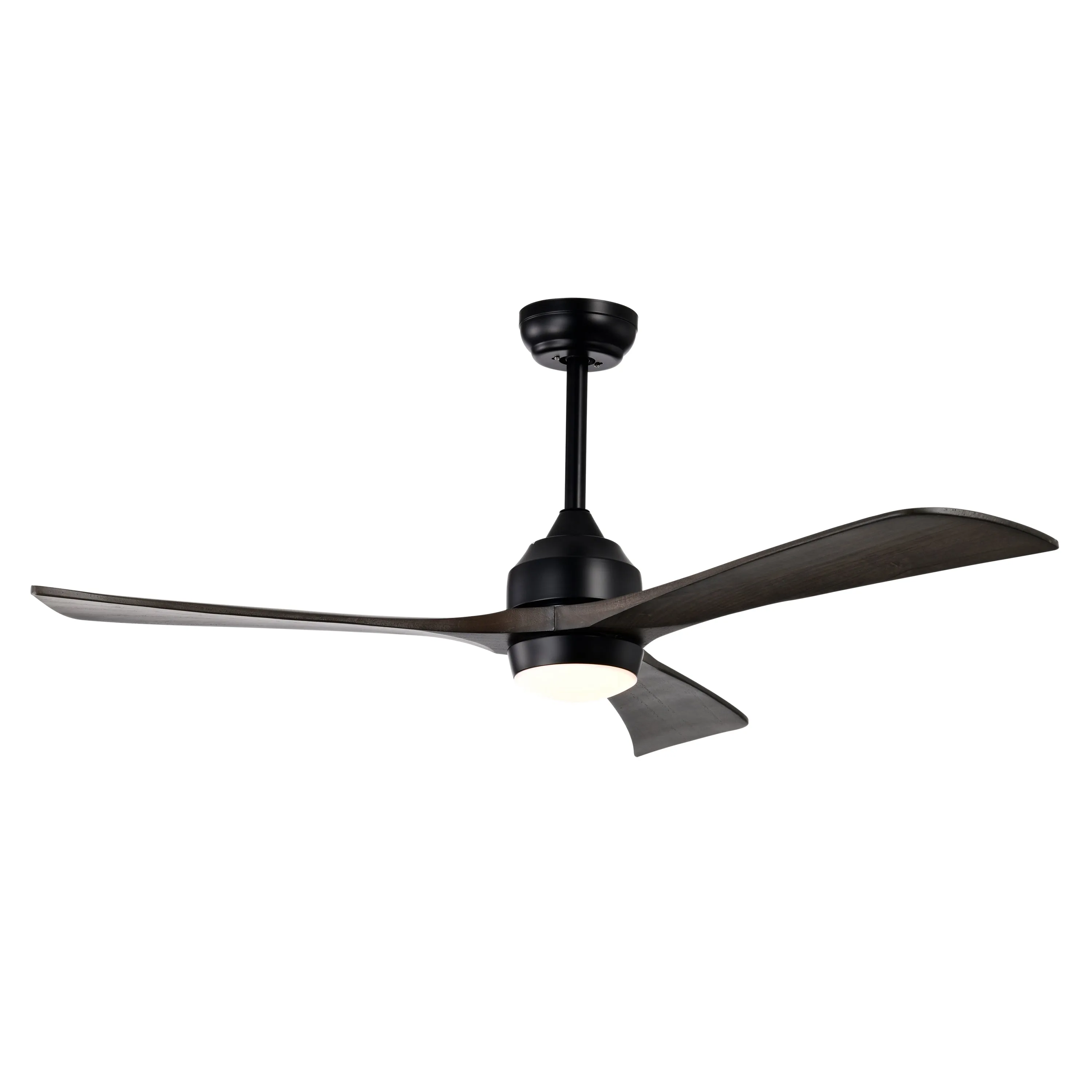 52" Matte Black   Dark Walnut Remote Control Silent Ceiling Fan Light, Reversible Ceiling Fan