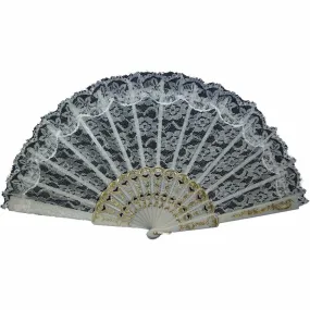 9" Lace Fan - White