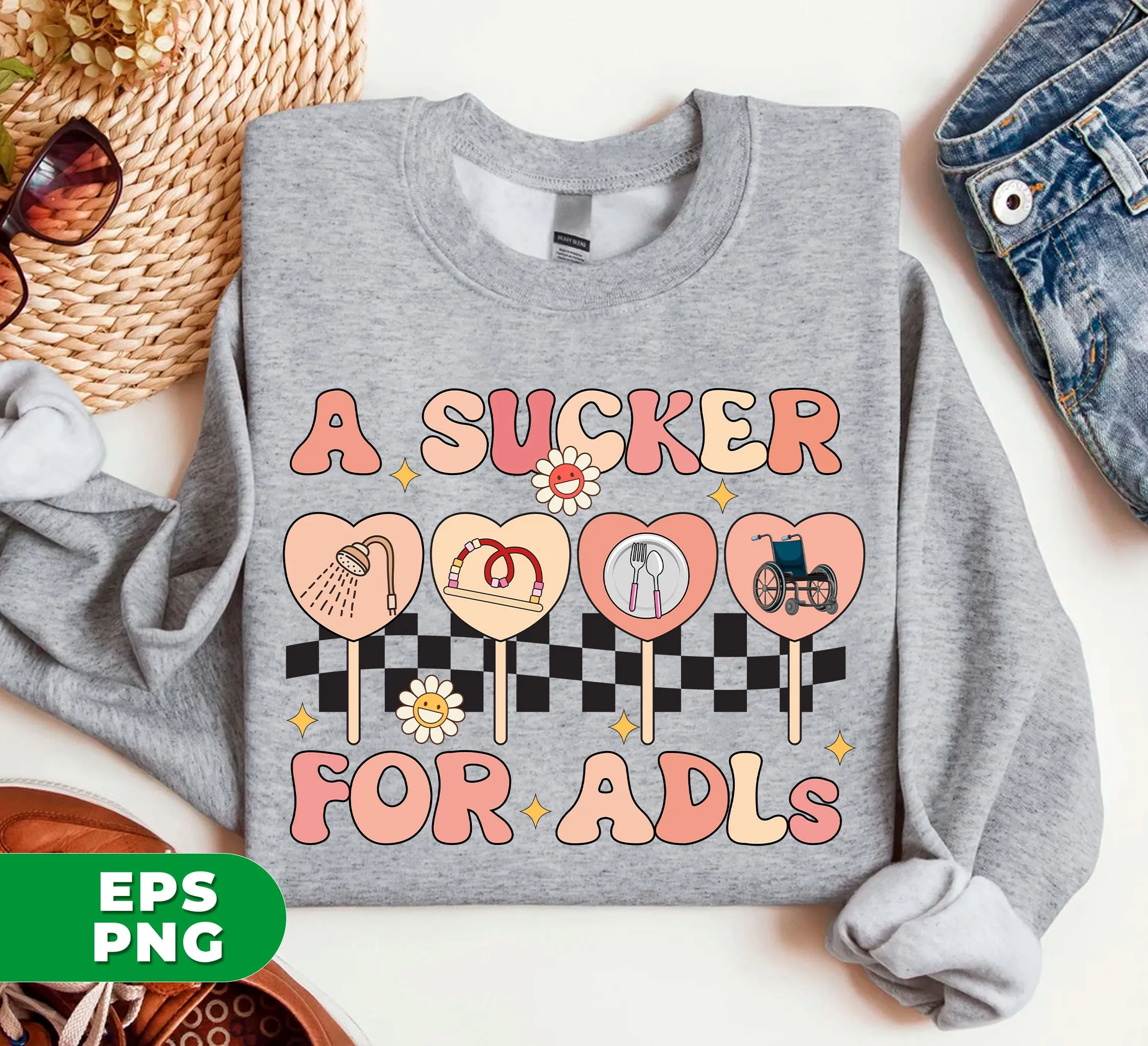 A Sucker For Adls, Groovy Sucker, Therapy Valentine, Digital Files, Png Sublimation