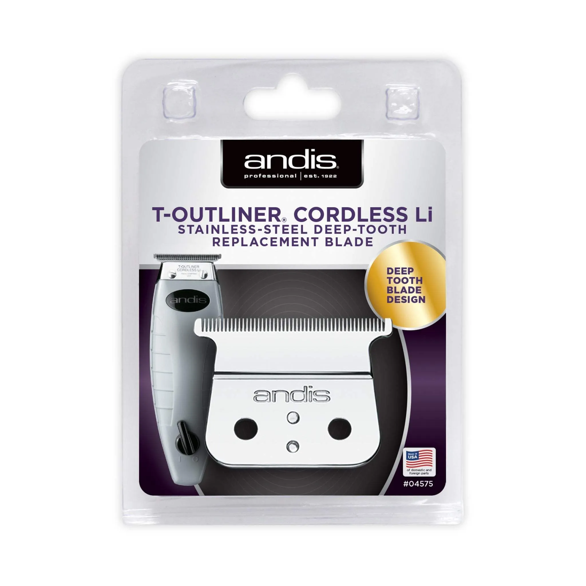 Andis Cordless T-Outliner Li Trimmer Stainless Steel Deep Tooth Replacement Blade