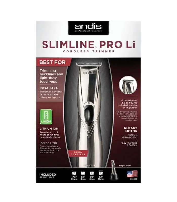 Andis - Slimline Pro Li T-Blade Trimmer (UK) - Chrome