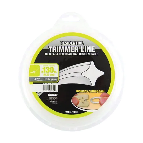 ARNOLD WLS-1130 Trimmer Line, 0.13 in Dia, 120 ft L, Nylon