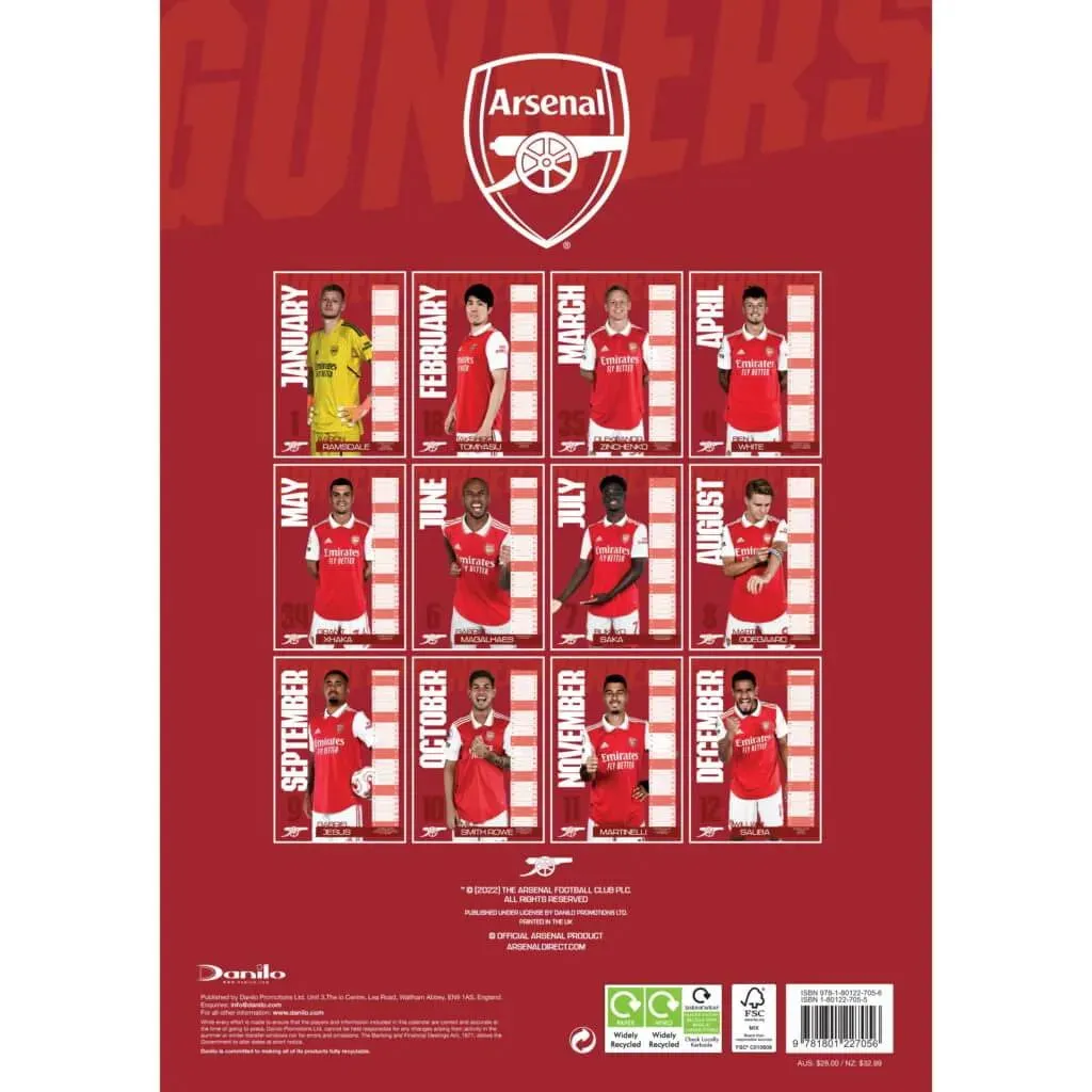 Arsenal 2023 Official Calendar