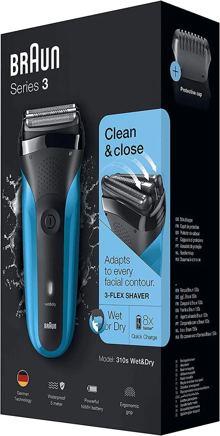 Braun Series 3 Electric Shaver For Men - Black/Blue