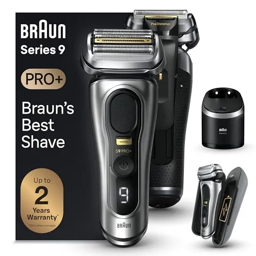 Braun Series 9 PRO  9577cc Electric Razor for Men, 5 Pro Shave Elements & Precision Long Hair Trimmer, 6in1 SmartCare Center, PowerCase for Mobile Charging, Wet & Dry, 60min Battery Runtime