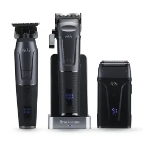 Brookstone BKCMC8850-NOC-T30-6 Christian McCaffrey Special Edition, 3-in-1 Cordless Rechargeable Pro Shaving Kit Includes Men's Electric Shaver, Trimmer, and Clipper