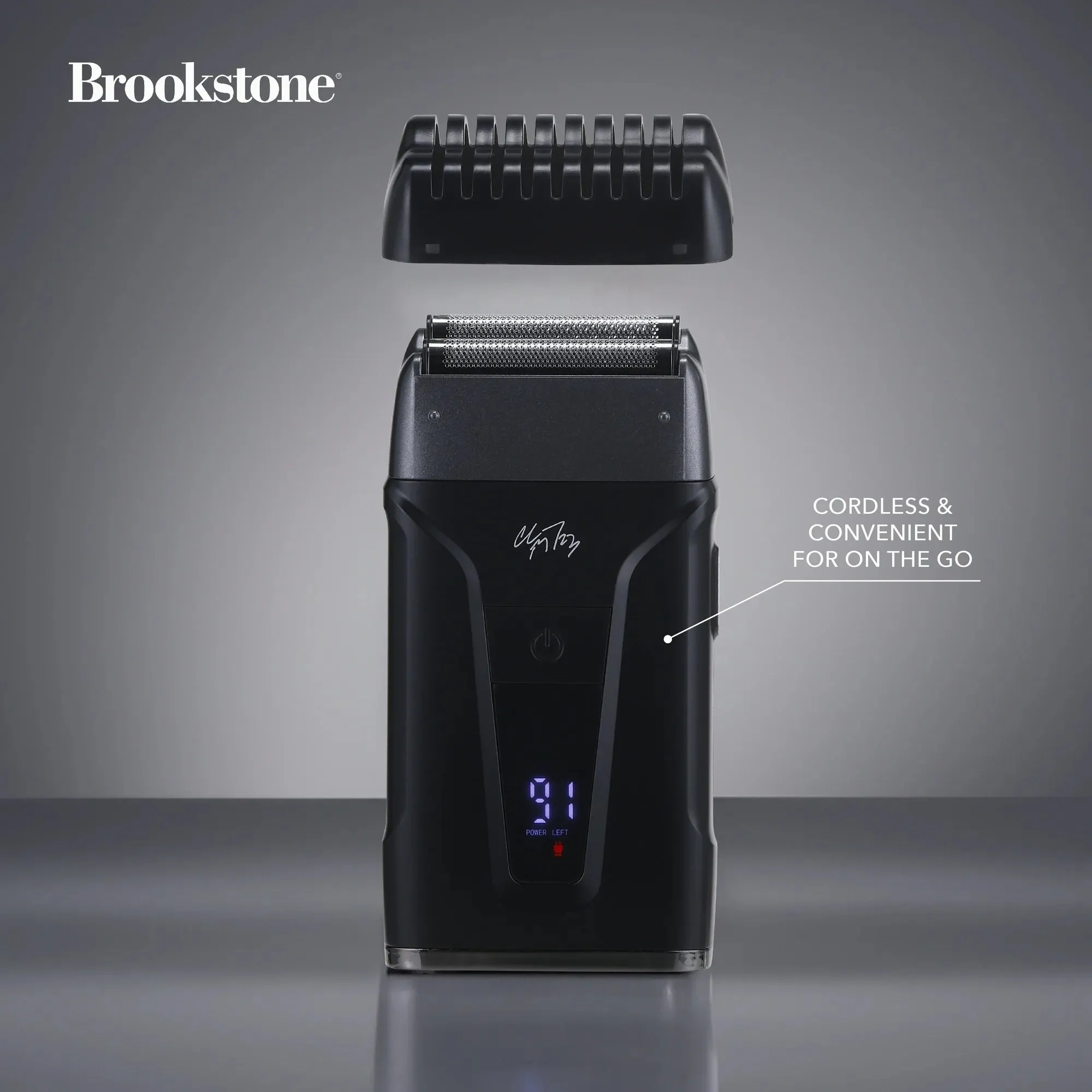 Brookstone BKCMC8850-NOC-T30-6 Christian McCaffrey Special Edition, 3-in-1 Cordless Rechargeable Pro Shaving Kit Includes Men's Electric Shaver, Trimmer, and Clipper