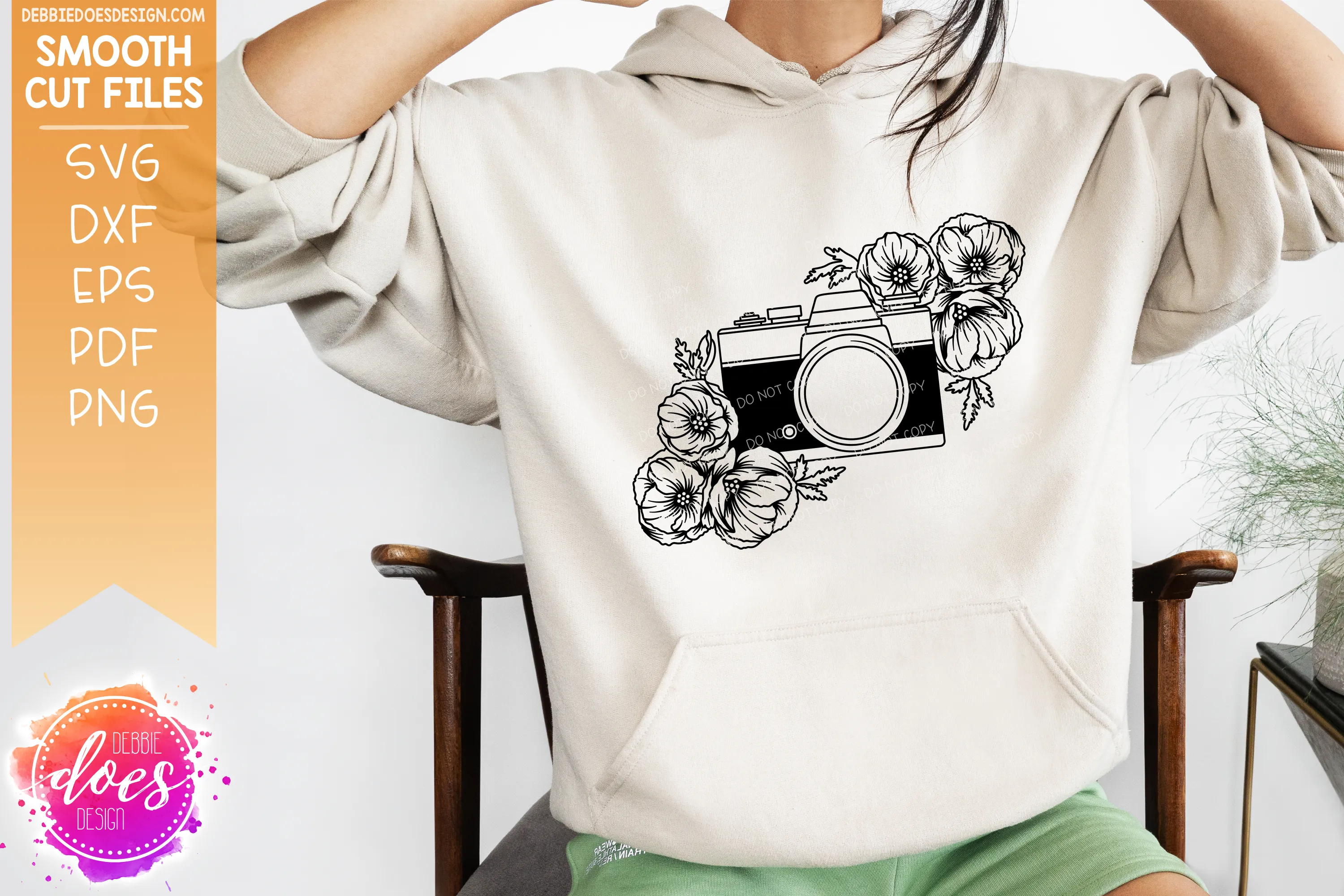 Camera with Flowers Arrangement 3 - Includes 2 Versions! - SVG Files