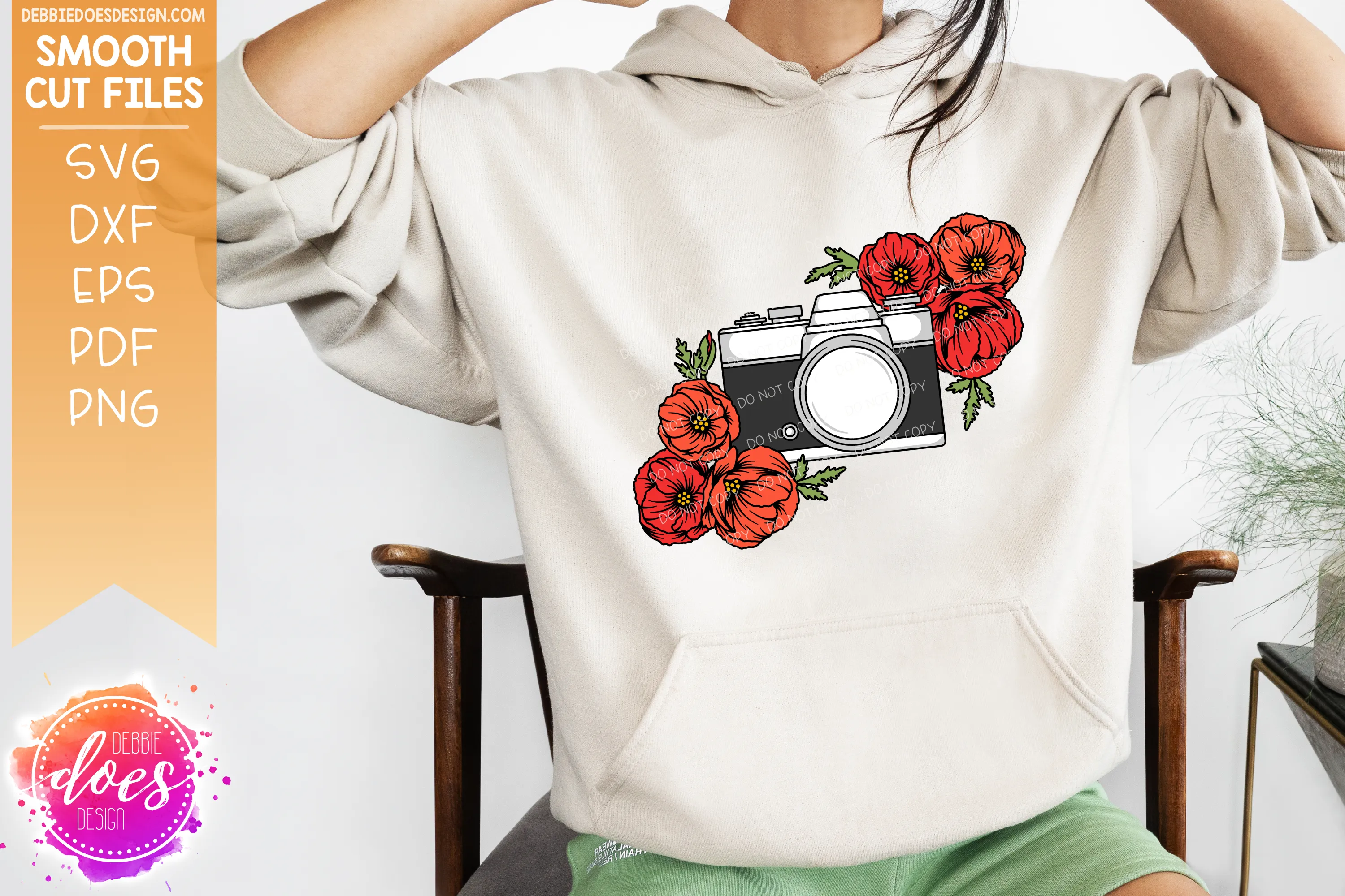 Camera with Flowers Arrangement 3 - Includes 2 Versions! - SVG Files