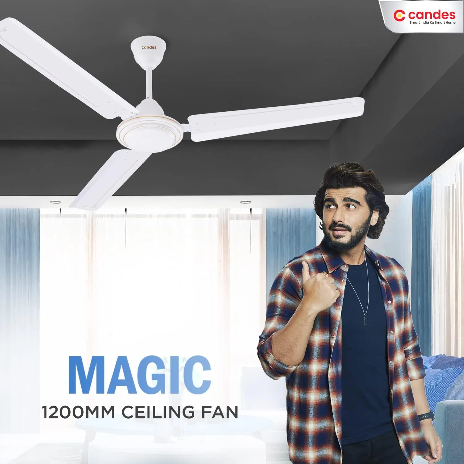 Candes Magic Ceiling Fans for Home 1200mm / 48 inch | BEE 3 Star Rated, High Air Delivery, Noiseless & Energy Efficient | 1 1 Years Warranty | White