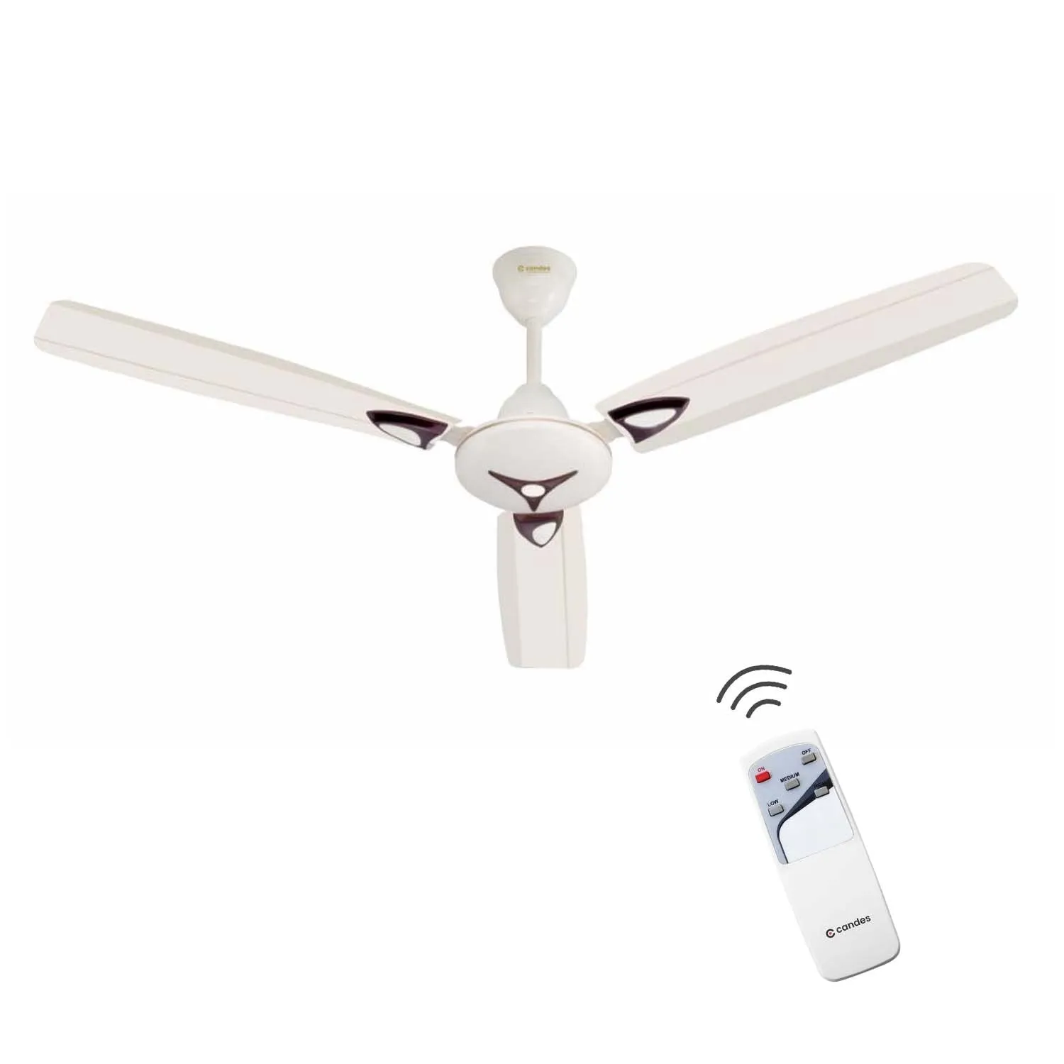 Candes Star 1200 mm Energy Saving Decorative 3 Blade Ceiling Fan With Remote (Pack of 1) (Ivory)