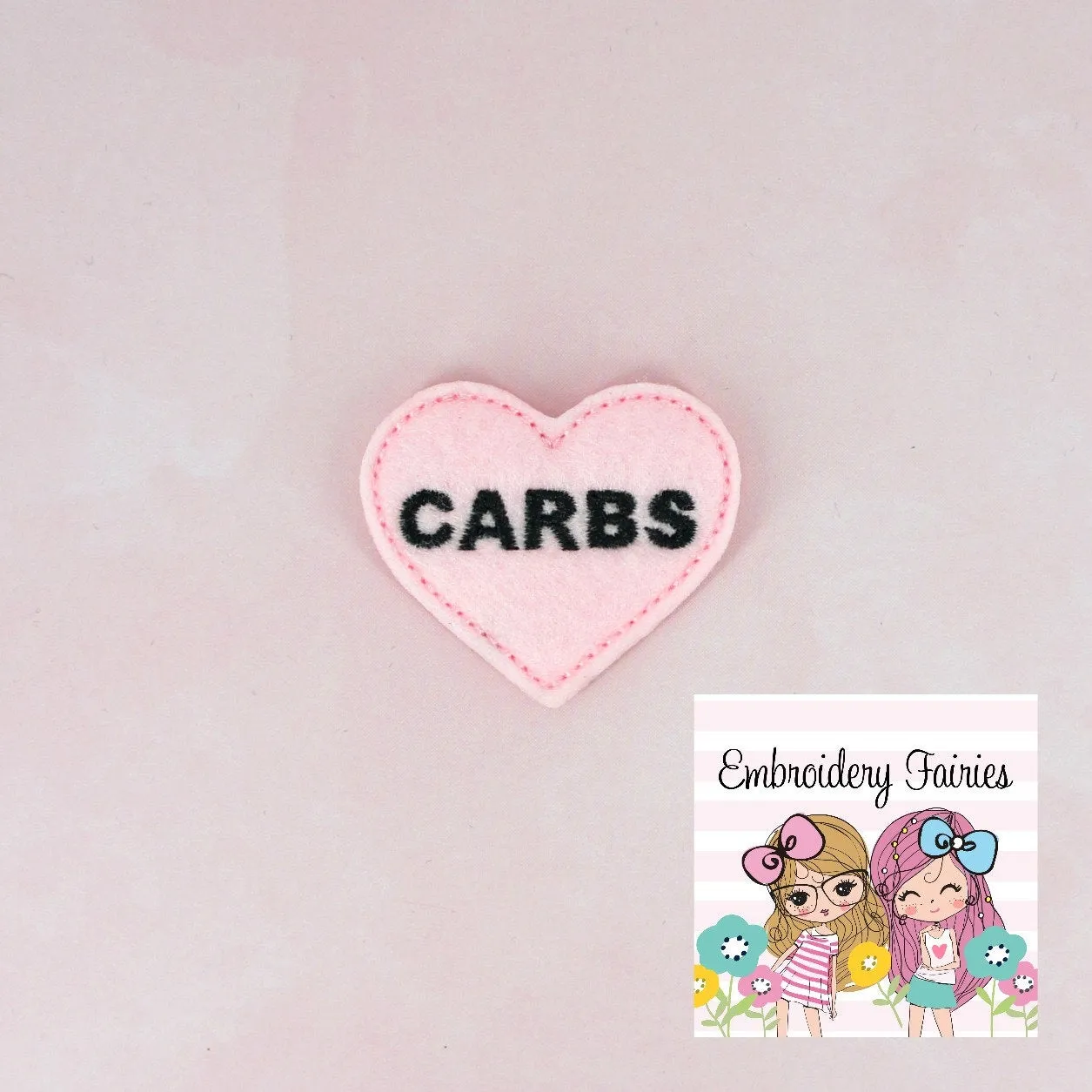 Carbs Heart Feltie File - I Love Carbs Feltie - ITH Design - Embroidery Digital File - Machine Embroidery Design - Embroidery File