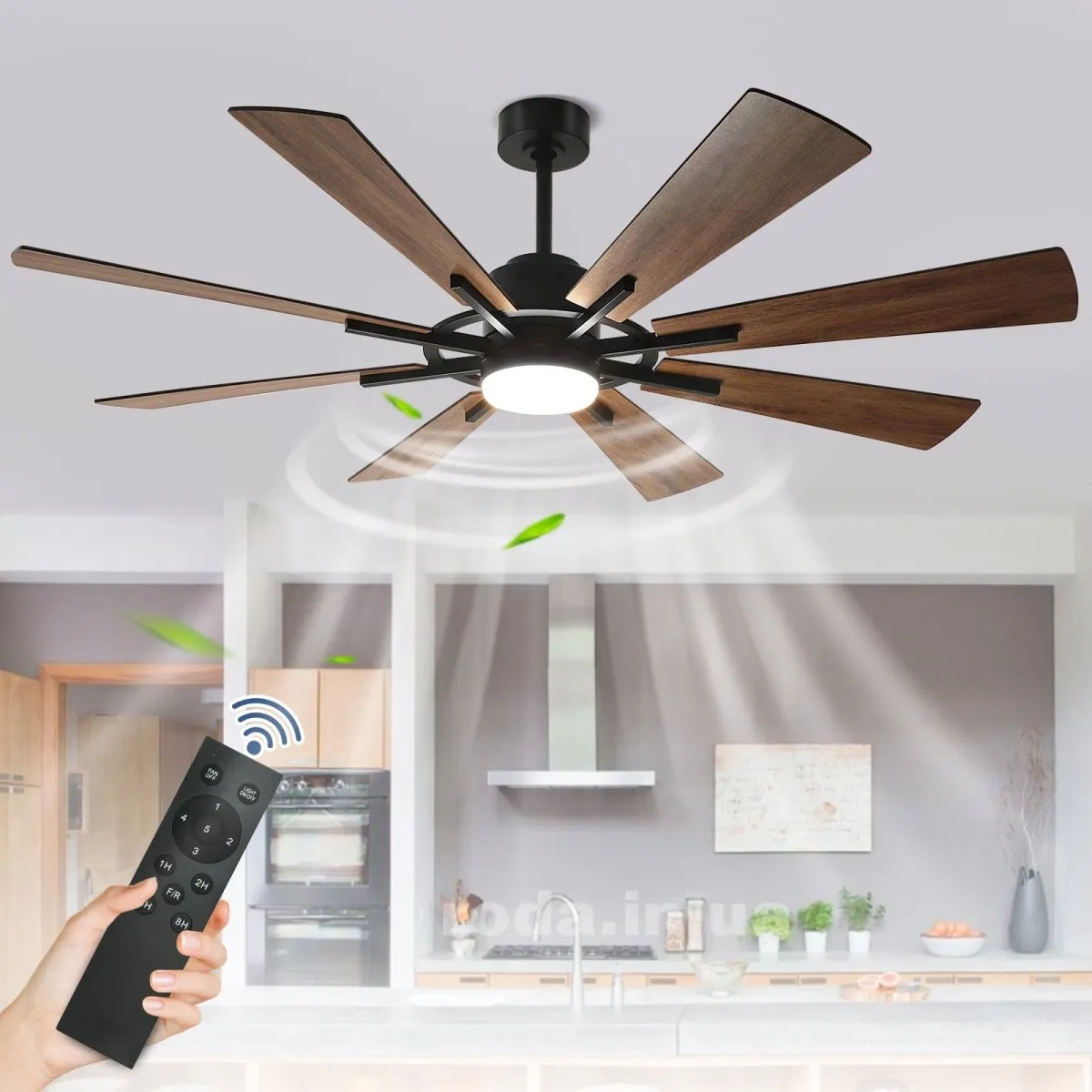 Depuley 60" Ceiling Fan with Lights and Remote Control, Farmhouse Large Ceiling Fan, Reversible Motor and 8 Blades, 3CCT Selectable for Living Room Basement Porch Patio, 5-Speed Remote Control, Timer