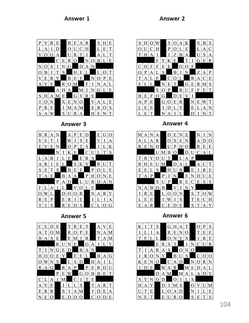 Digital Download 100 Printable Crossword Puzzles For Adults