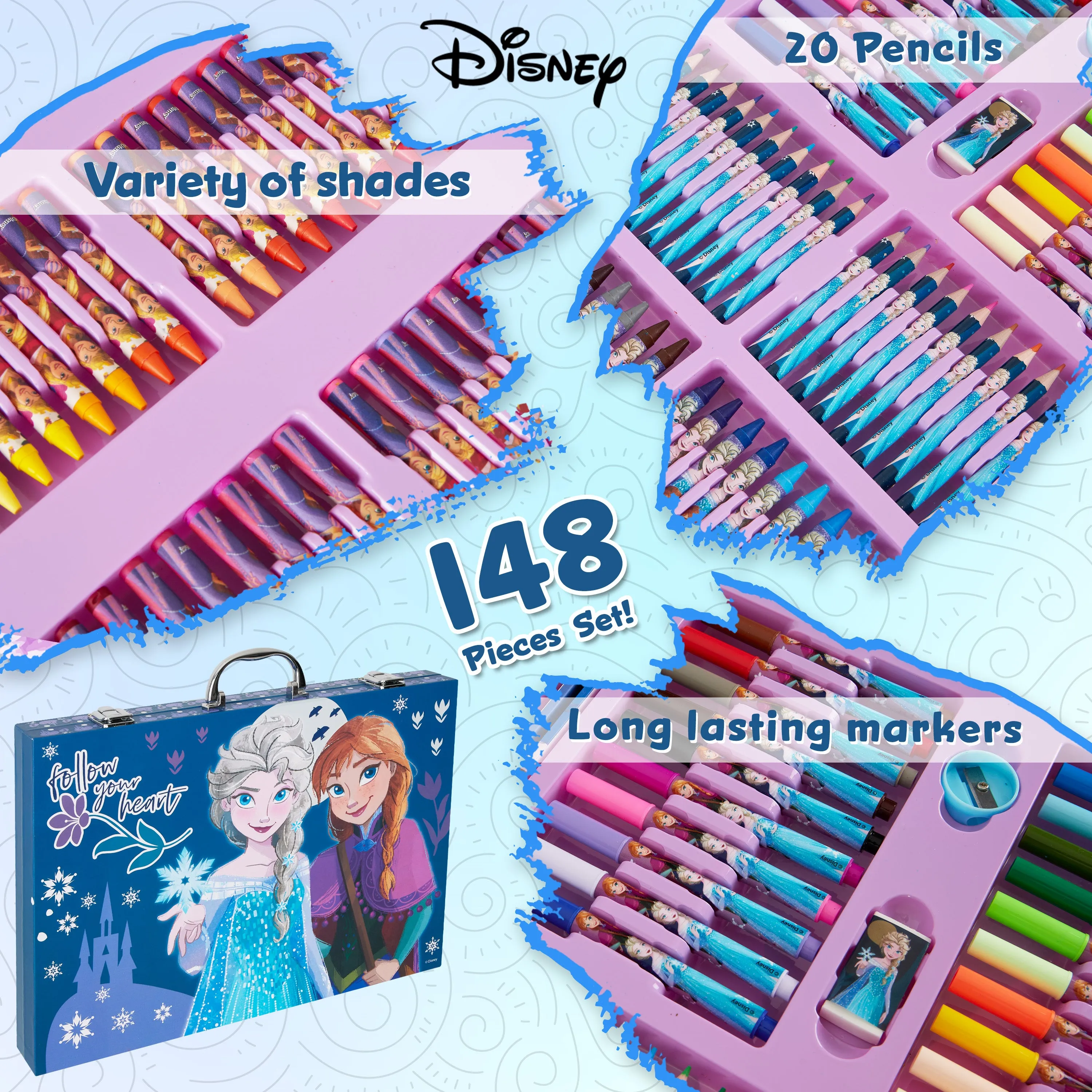 Disney Art Set for Kids 130  Pieces Frozen Colouring Pencils - Frozen