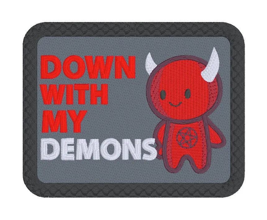 Down with my demons patch machine embroidery design DIGITAL DOWNLOAD