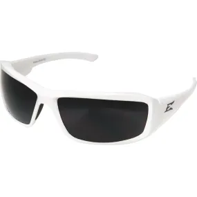 Edge Eyewear Brazeau Gloss White Frame Safety Glasses with Smoke Lenses