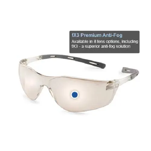 Ellipse Extreme Lightweight Safety Glasses with Soft Rubber Temples, Gray Lens with fX3 Premium Anti-Fog Coating