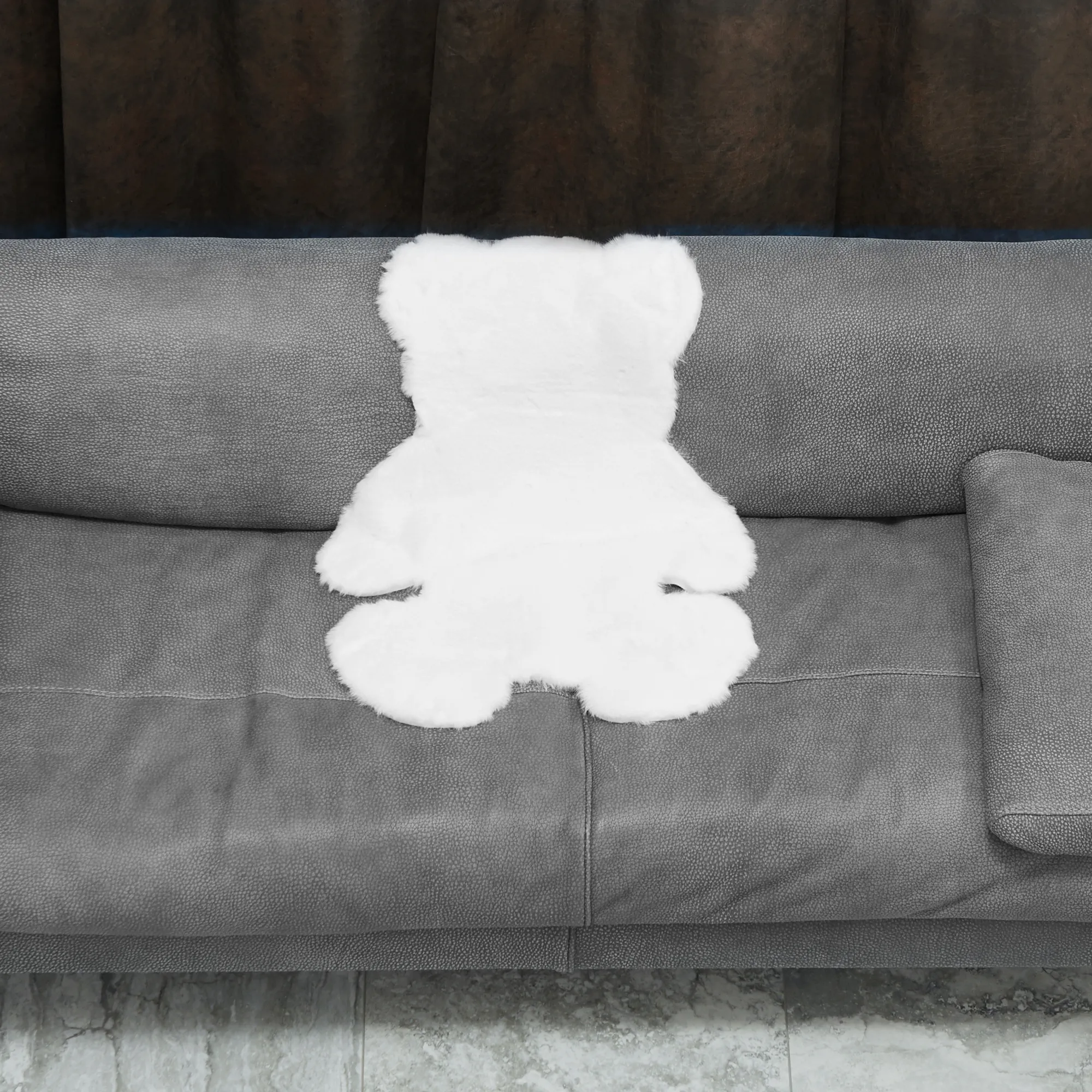 Faux Fur Rabbit Hair Bear Area Rug (Size 60 x 80 cm, White)