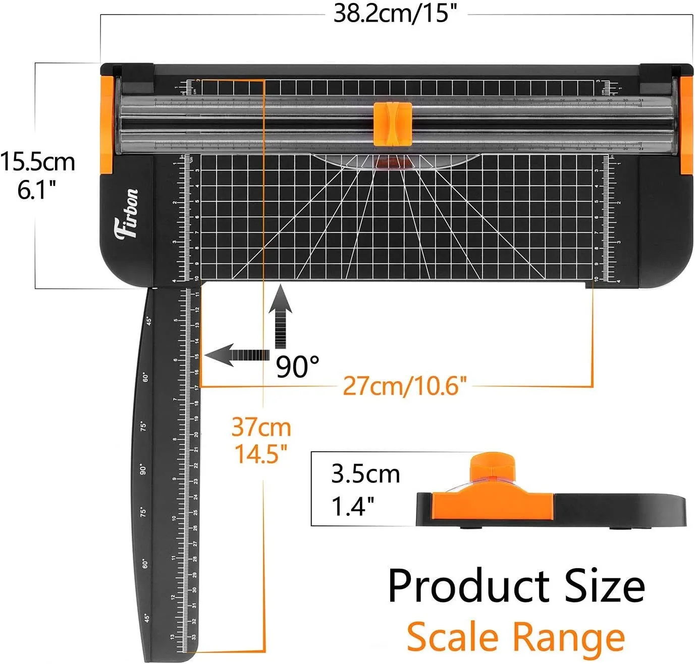 Firbon A4 Paper Cutter 12 Inch Titanium Paper Trimmer Scrapbooking Tool with Automatic Security Safeguard and Side Ruler for Craft Pape