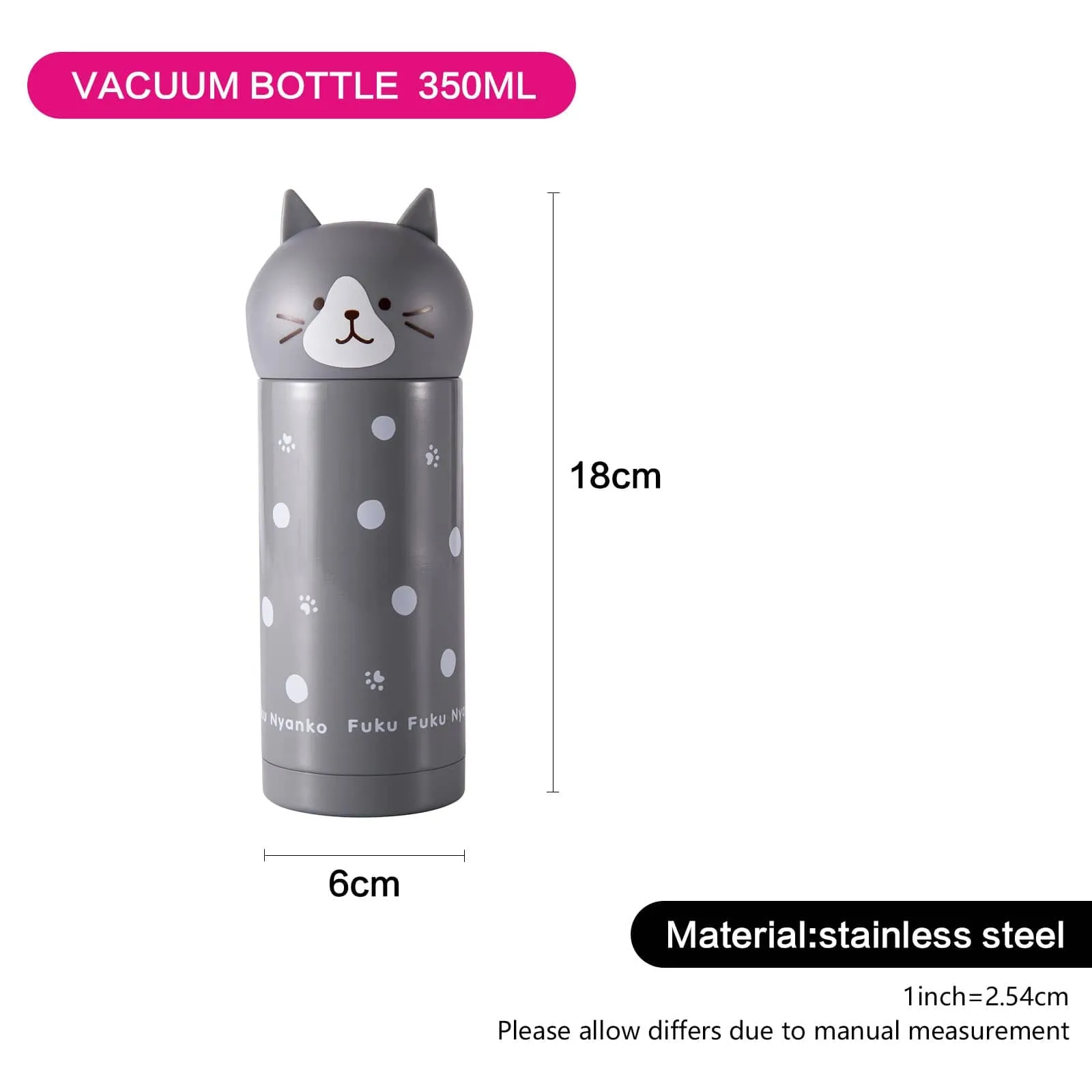 Fissman Vacuum Flask Portable Stainless Steel With Thermal Insulation Grey/White 250ml