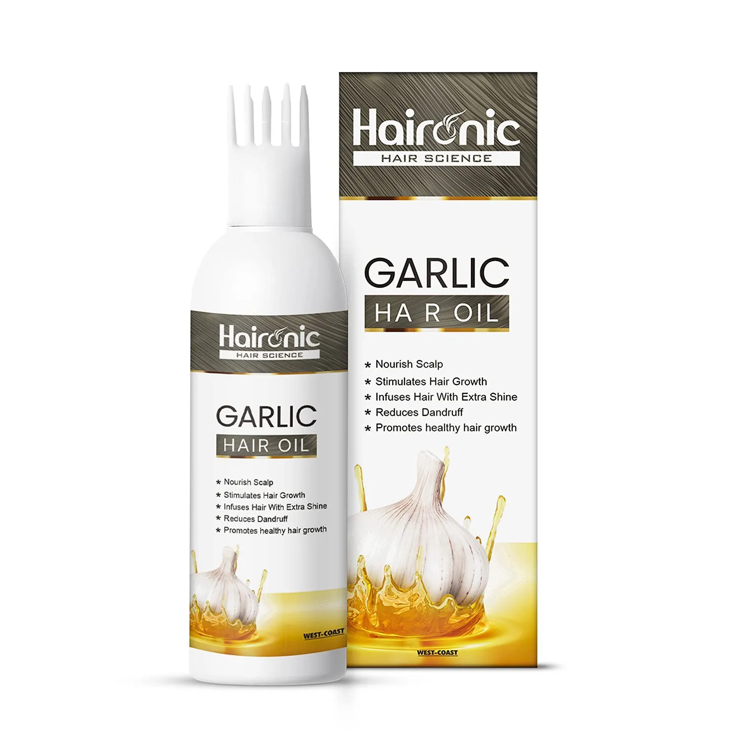 Haironic Hair Science Garlic Hair Oil for Control Dandruff, Control Hair Loss and 100% Pure & Natural – 100ml (Pack of 5)