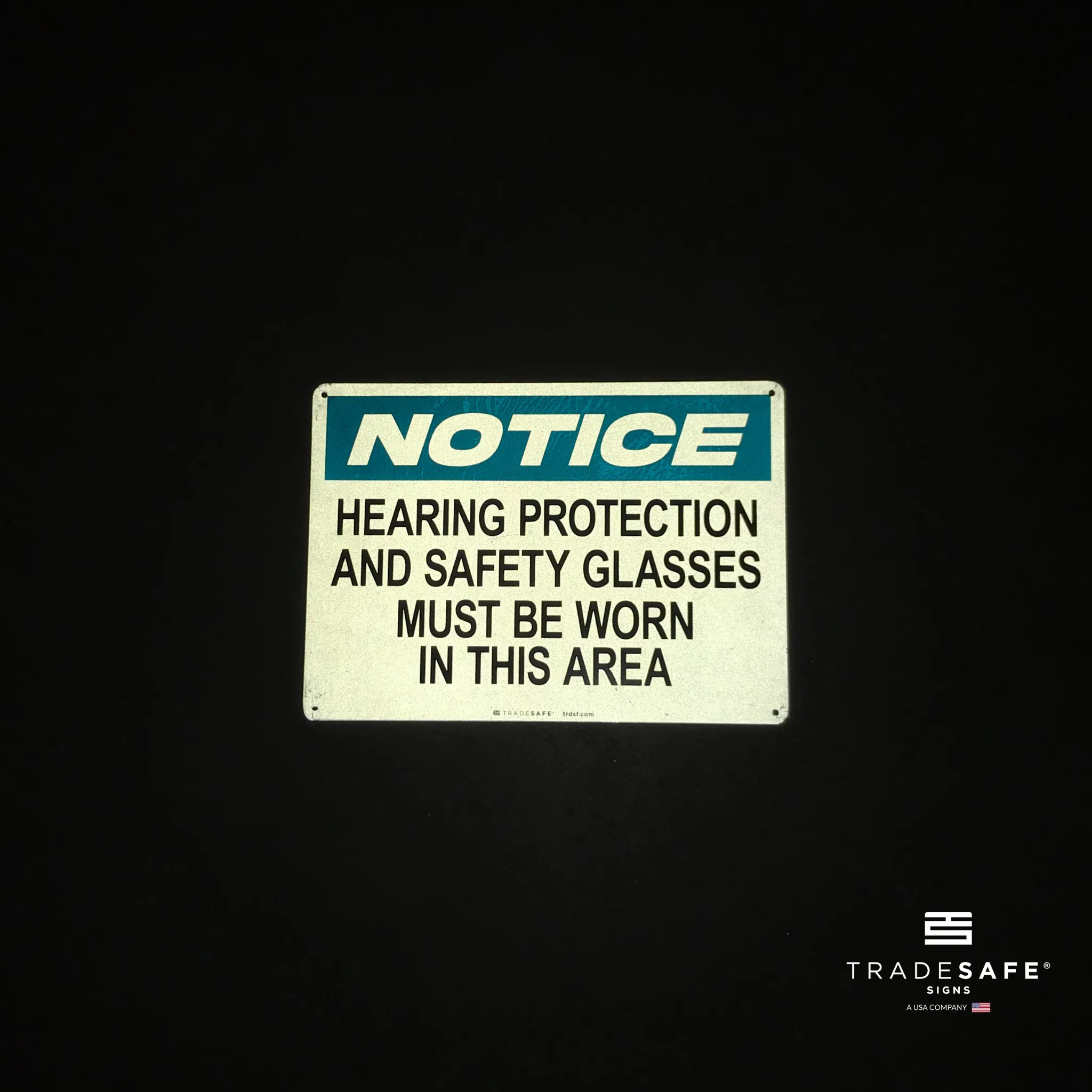 Hearing Protection and Safety Glasses Aluminum Sign