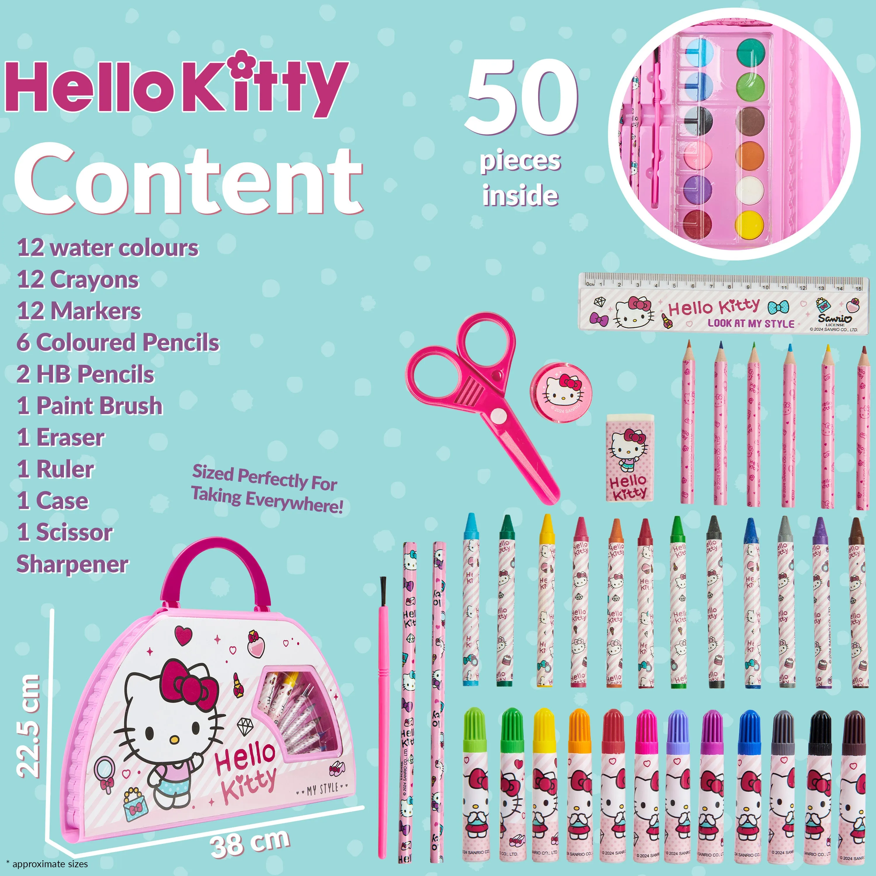 Hello Kitty Art Set for Kids, Painting, Drawing and Colouring Art Supplies in Carry Case