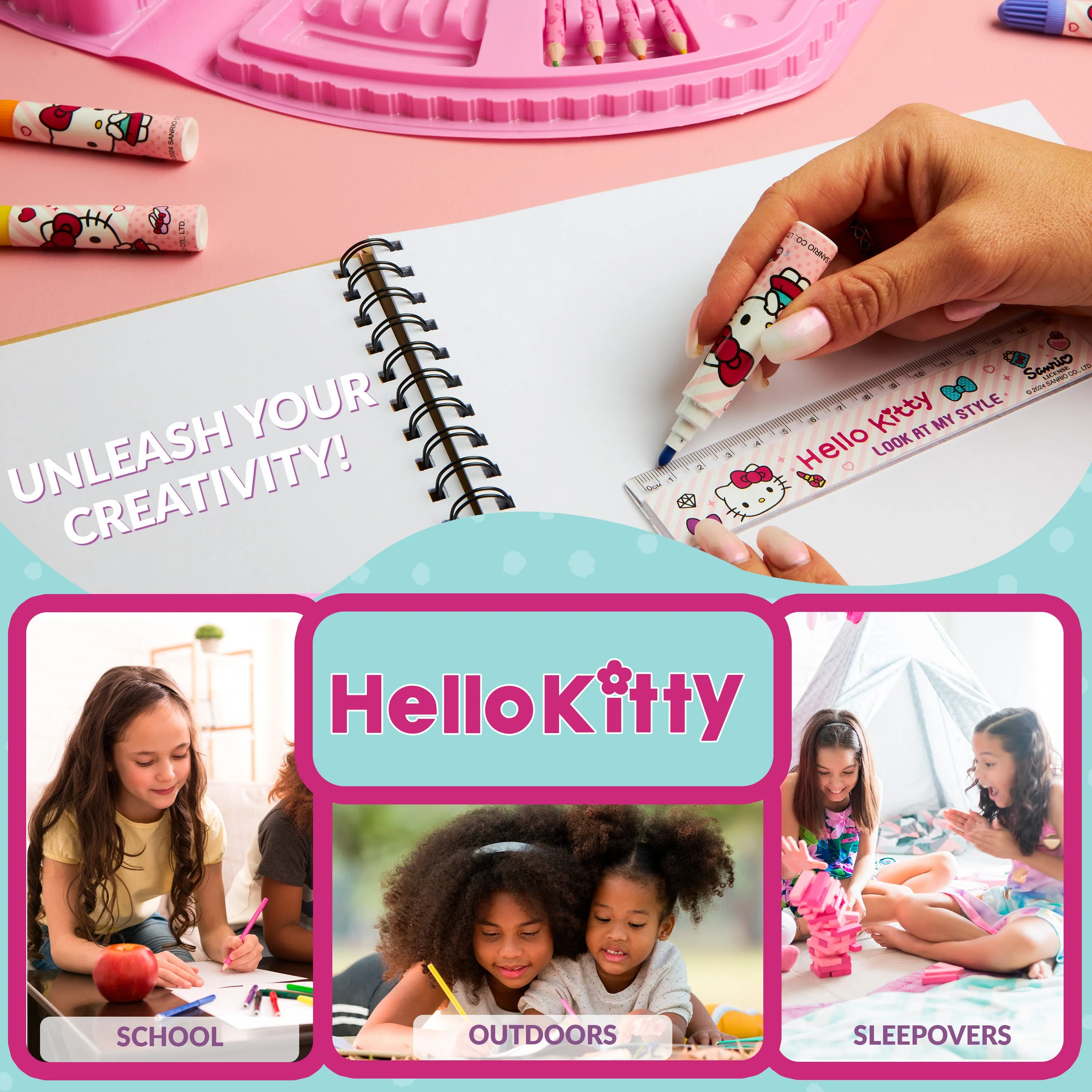 Hello Kitty Art Set for Kids, Painting, Drawing and Colouring Art Supplies in Carry Case