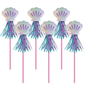 Iridescent Shimmering Mermaids Seashell Wands, 17.8in | 6ct