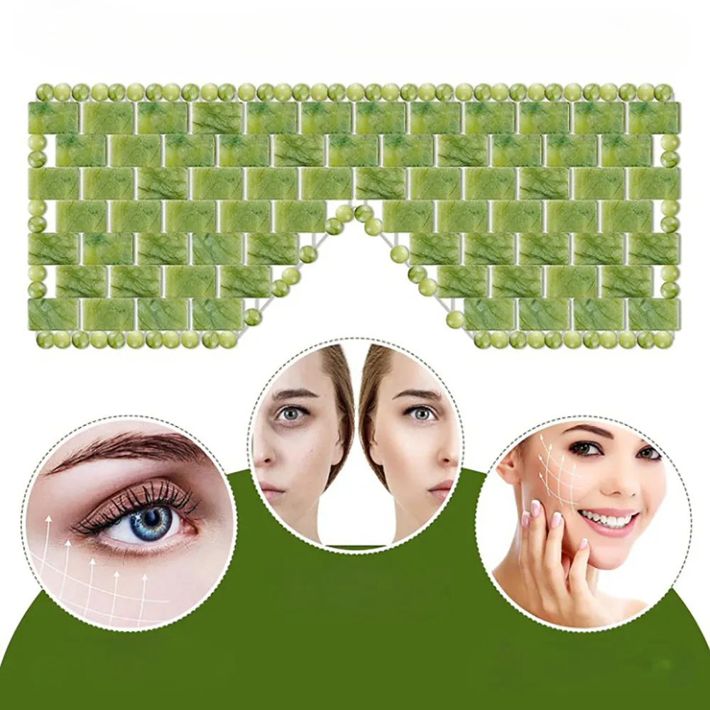 Jade Eye Mask Reusable 100% Natural Green Facial Stone Mask for Hot & Cold Anti-Aging Therapy