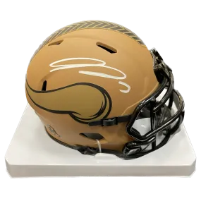 Jordan Addison Autographed Minnesota Vikings Salute To Service Mini Helmet