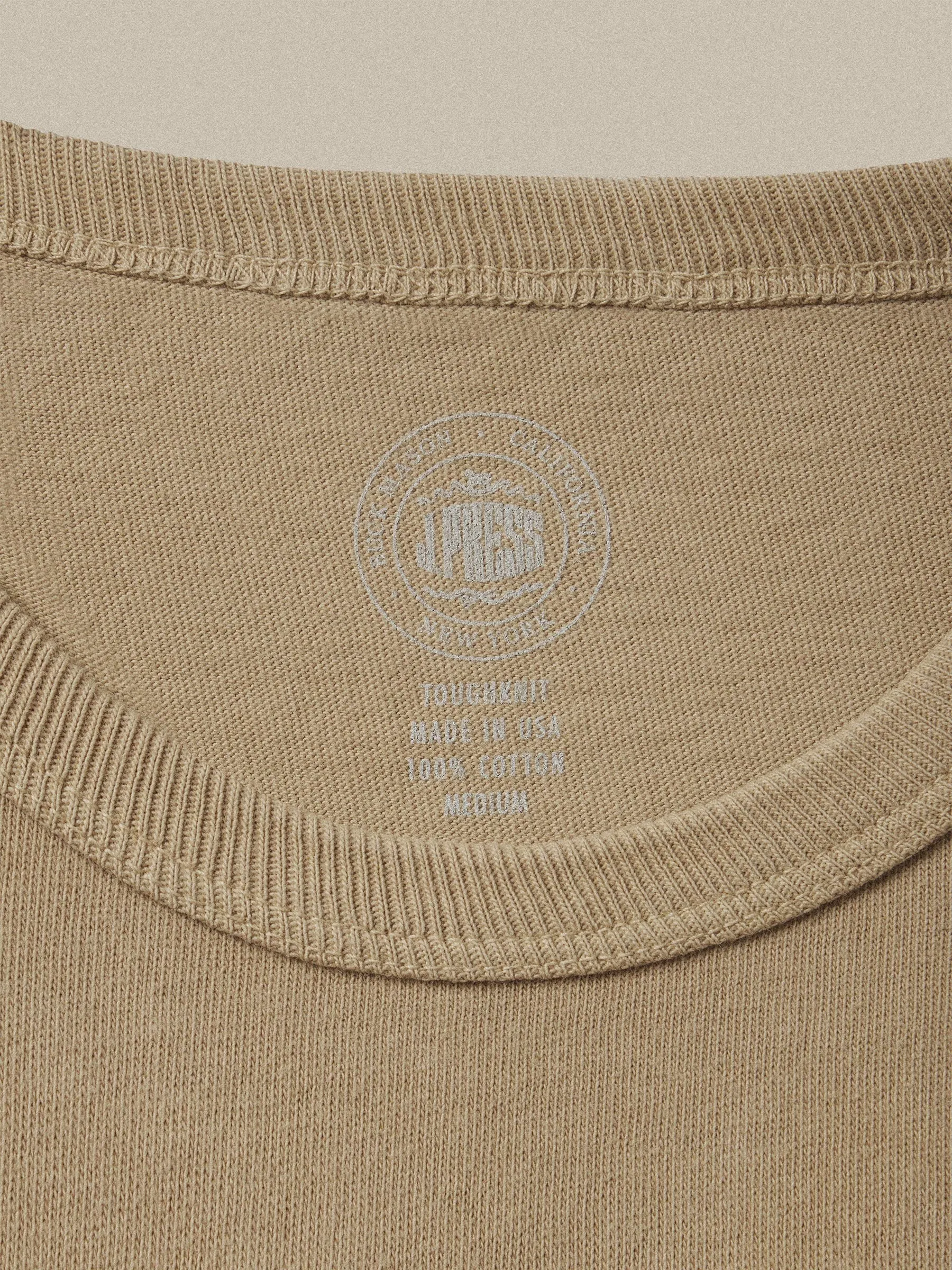 J.PRESS x BUCK MASON TOUGH KNIT POCKET T - WARM KHAKI