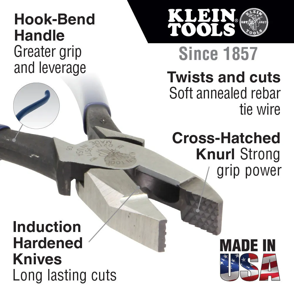 Klein Tools 213-9ST Ironworker's Pliers, Aggressive Knurl, 9"