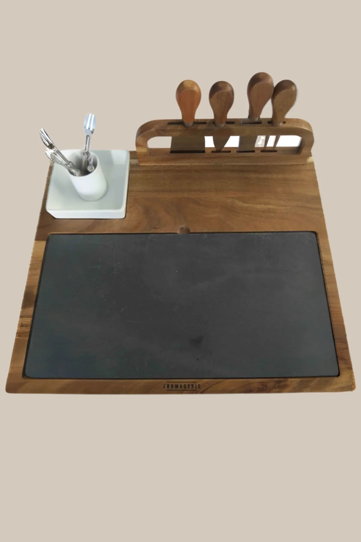 Large Slate Wood Cheese Board Set