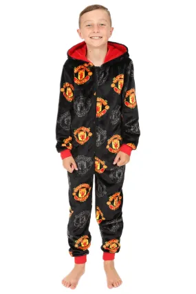 Manchester United Football Club Boys Fleece Sleepsuit Kids All in One