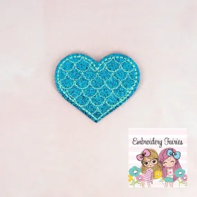 Mermaid Scale Heart Feltie - Digitial Embroidery File - Machine Embroidery Design - Embroidery Design- Mermaid Feltie - Heart Feltie