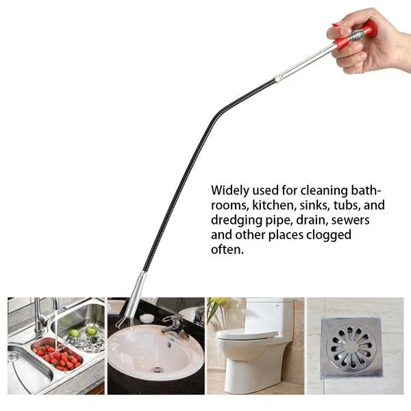 Metal Wire Brush Hand Kitchen Sink Cleaning Hook Sewer Dredging Device (155 cm)