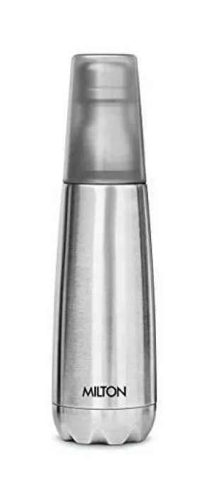 Milton Vertex -1000 Thermosteel  Water Bottle with Unbreakable Tumbler, 1000 ml, Silver