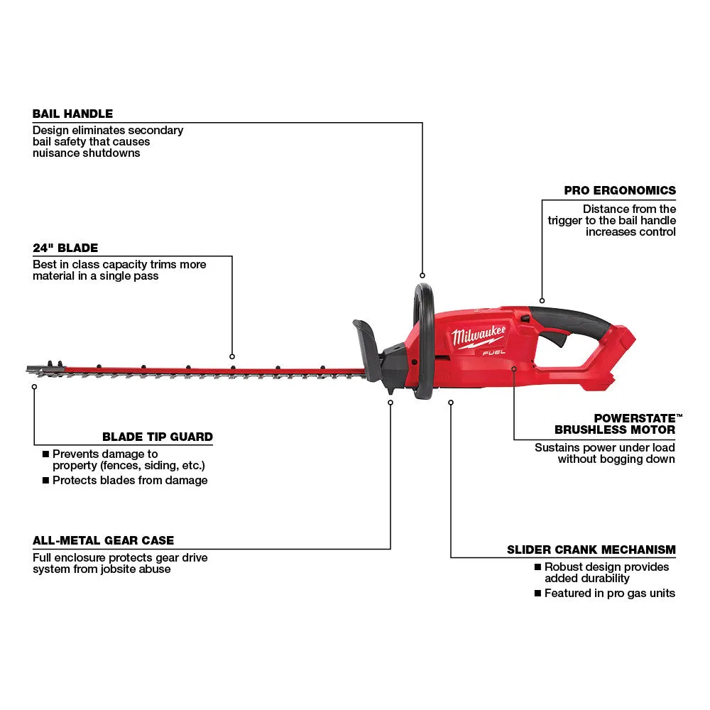 Milwaukee 2726-20 M18 FUEL 24" Hedge Trimmer (Tool Only)