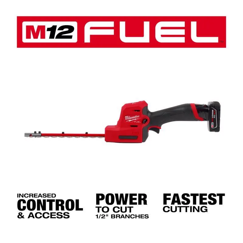 Milwaukee M12 FUEL 2533-21 8 in. 12 V Battery Hedge Trimmer Set Kit (Battery & Charger)