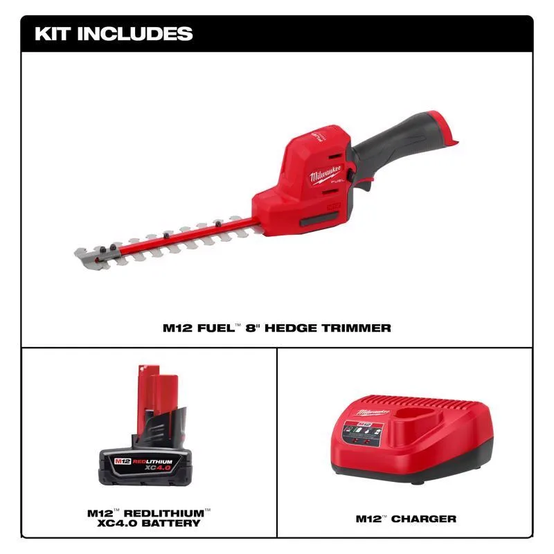 Milwaukee M12 FUEL 2533-21 8 in. 12 V Battery Hedge Trimmer Set Kit (Battery & Charger)