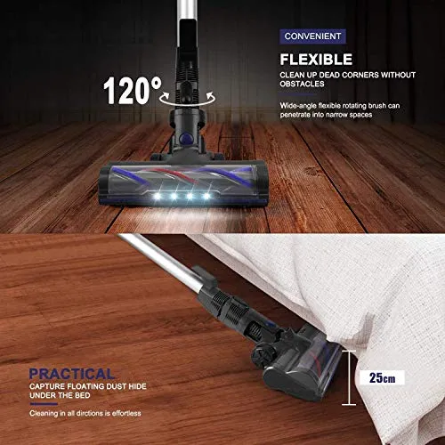 MOOSOO Cordless Vacuum Powerful Suction 10Kpa 2 in 1 Stick Handheld Vacuum Cleaner for Home Hard Floor Carpet Car Pet - XL-618A, Lightweight