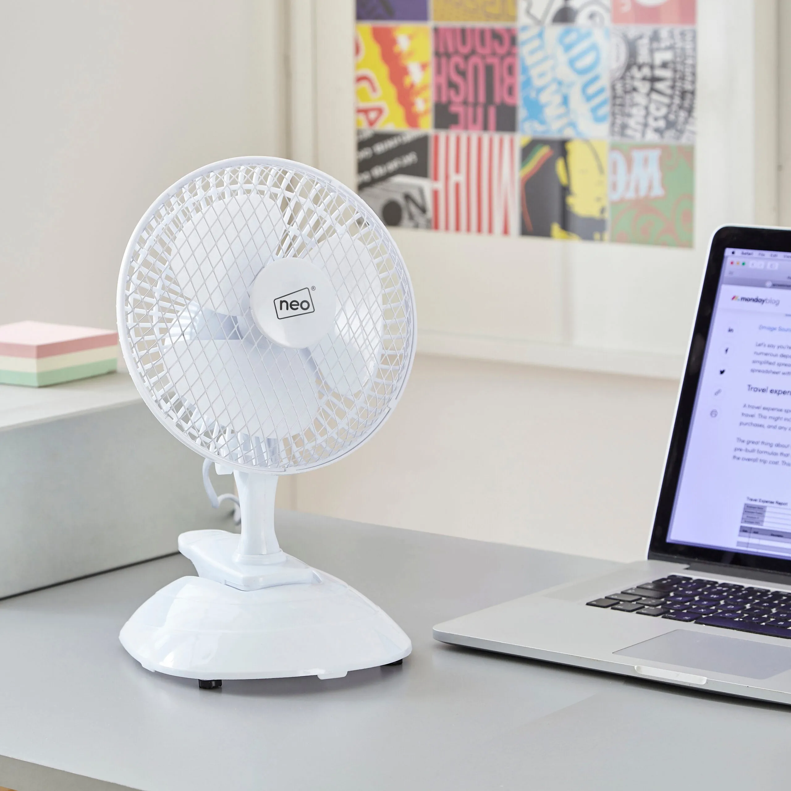 Neo Mini Clip Base Mount Desk Fan - White