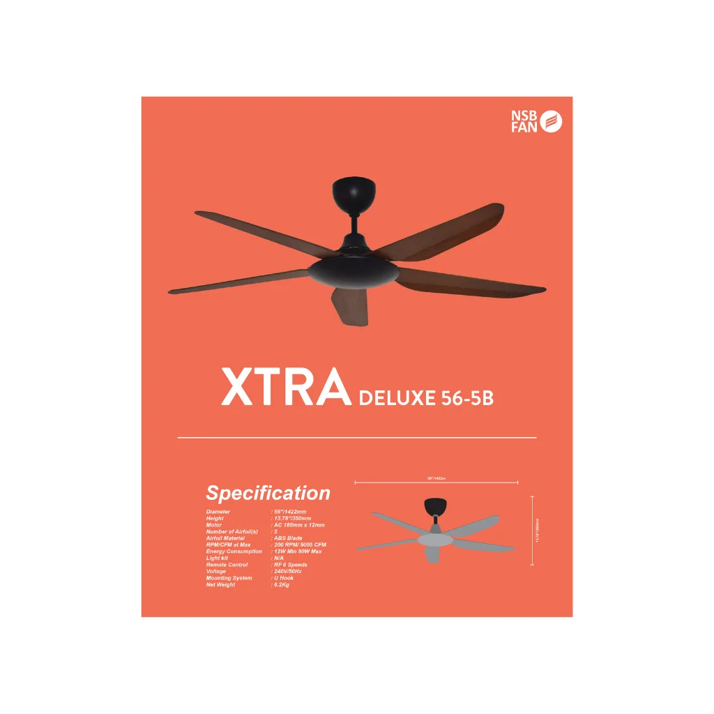 NSB XTRA DELUXE (MB/Mahogany) 56 Inch AC Motor with Remote Control Ceiling Fan