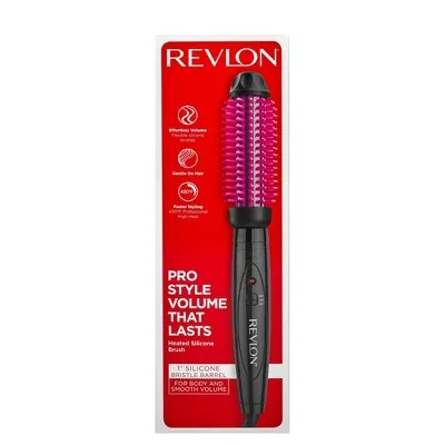 Open Box - Revlon Pro Collection Heated Silicone Bristle Curl Brush Black - 1"