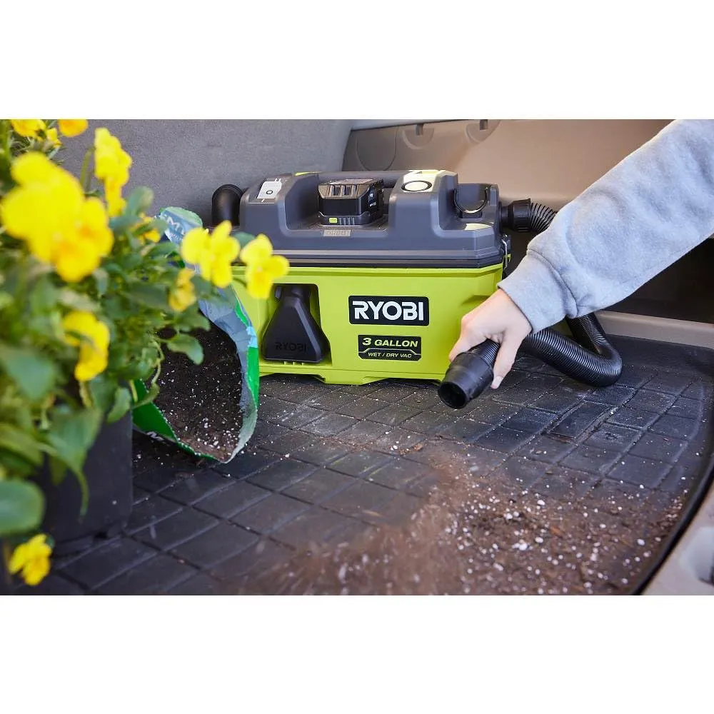 Open Box -  RYOBI ONE  18V LINK Cordless 3 Gal. Wet/Dry Vacuum (Tool Only), Greens